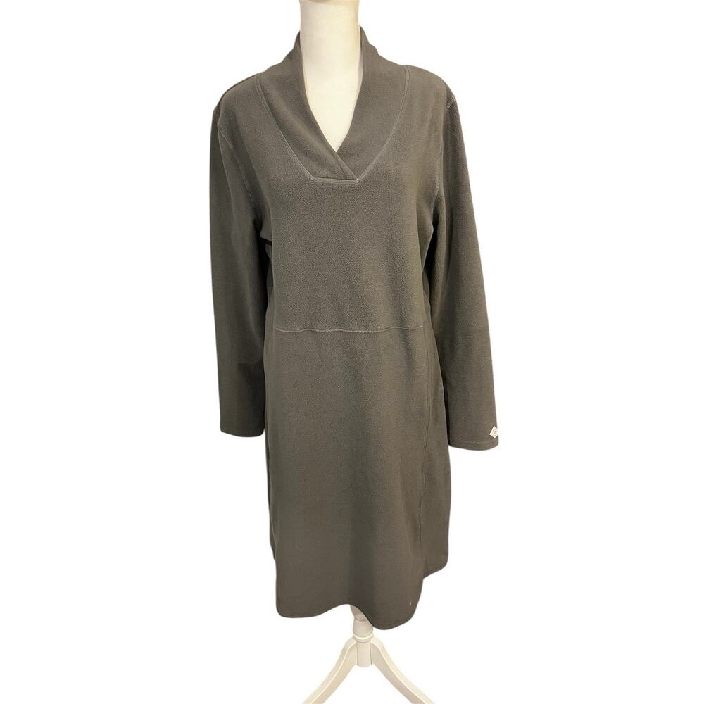 Butter Fleece Gray Fleece Shawl Collar Dress